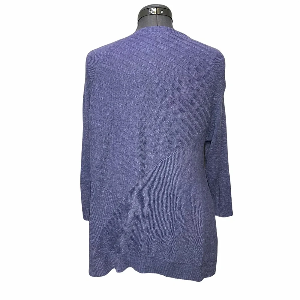 Eileen Fisher Open Front Cardigan Sweater Size L Linen Cotton Lavender Shawl - Picture 3 of 7